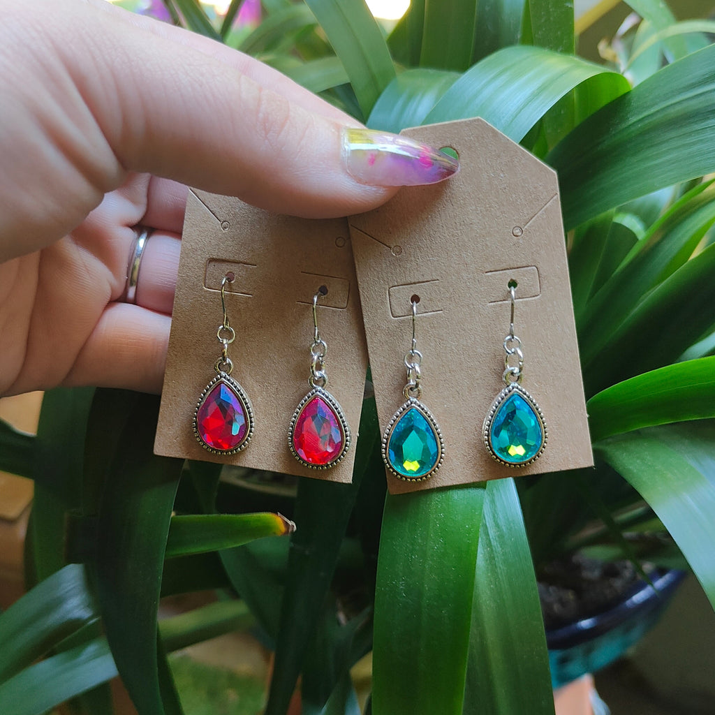 Blue/Pink Gem Dangle Earrings