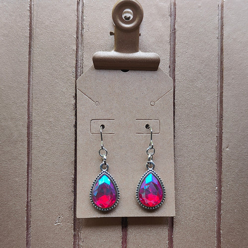 Blue/Pink Gem Dangle Earrings