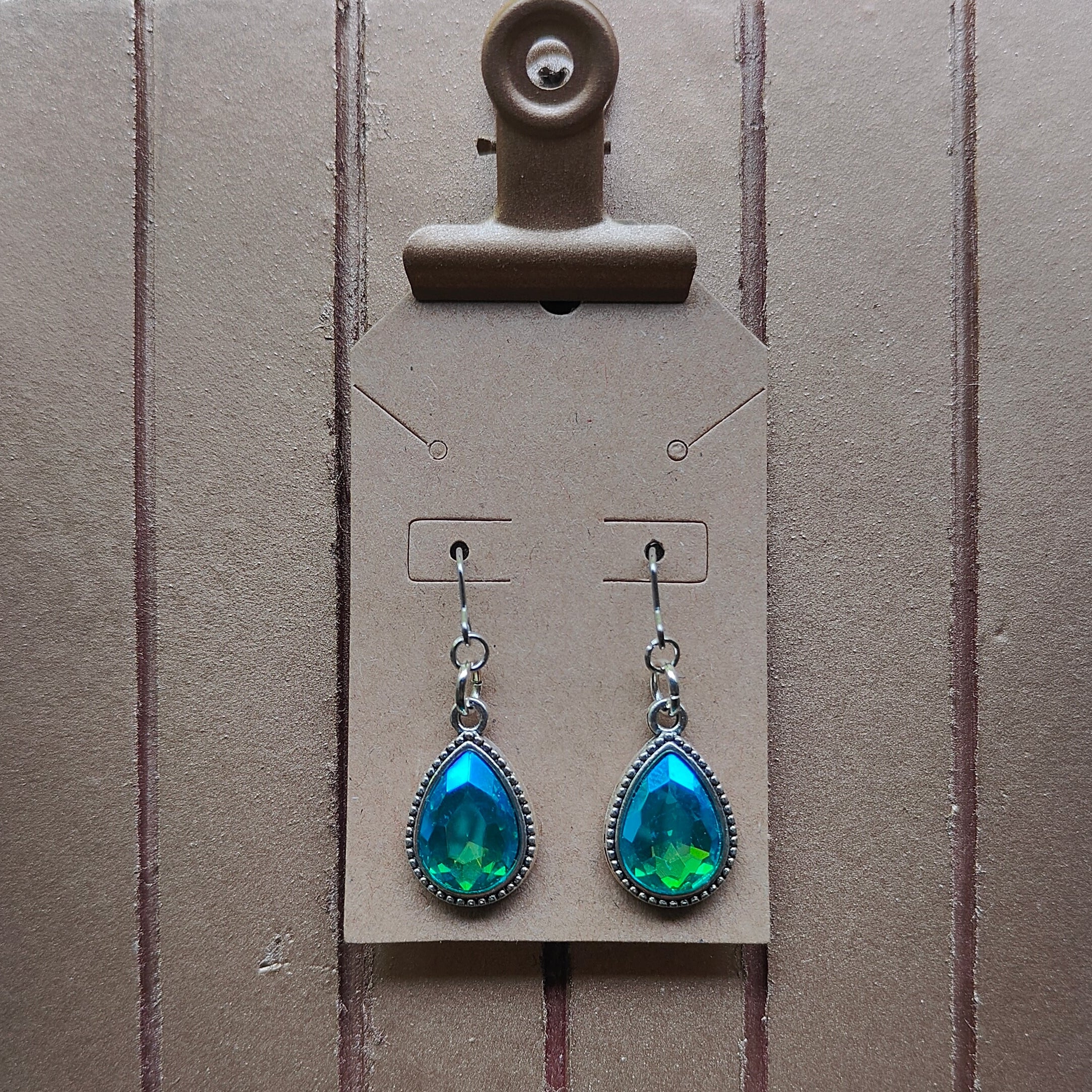 Blue/Pink Gem Dangle Earrings