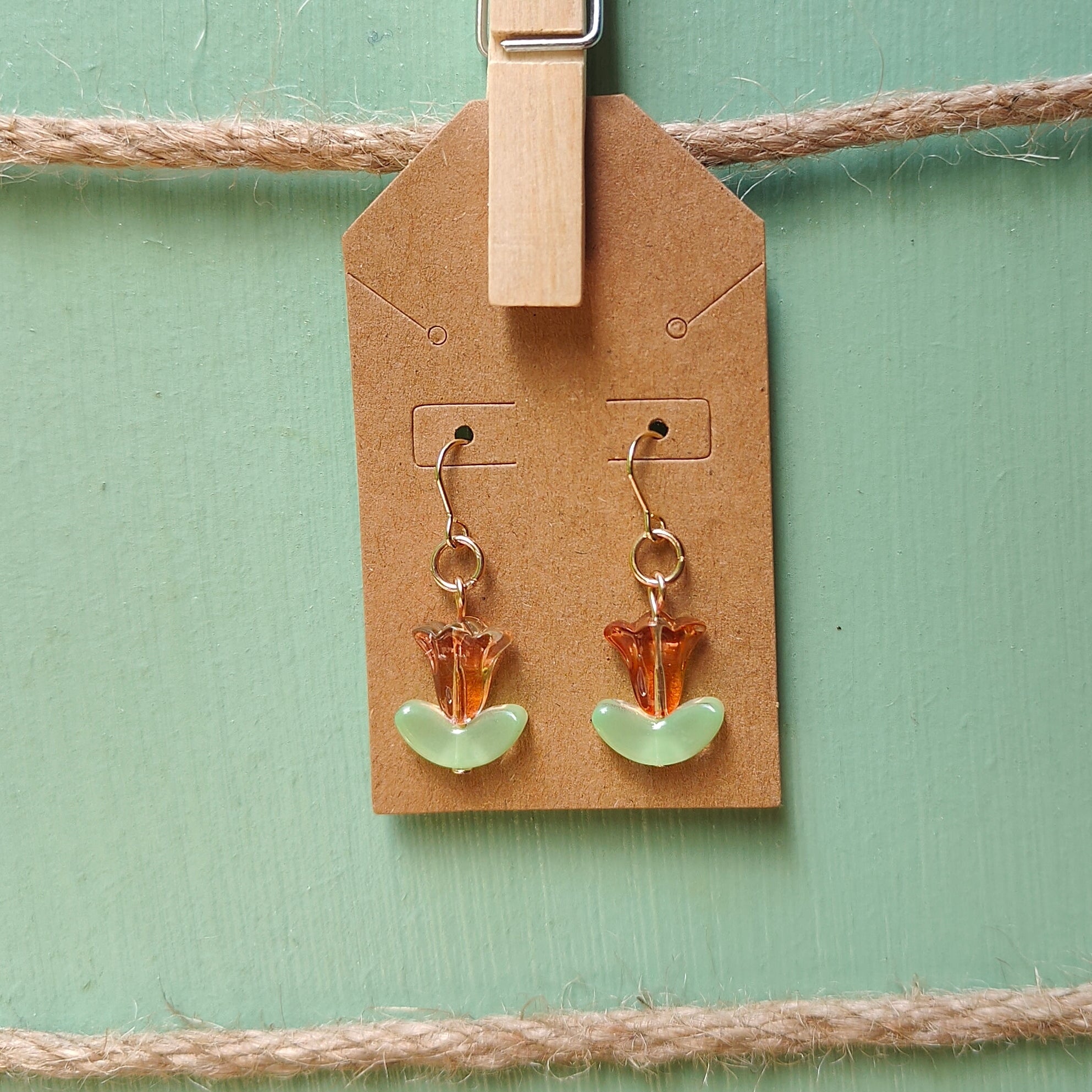 Glass Flower Dangle Earrings