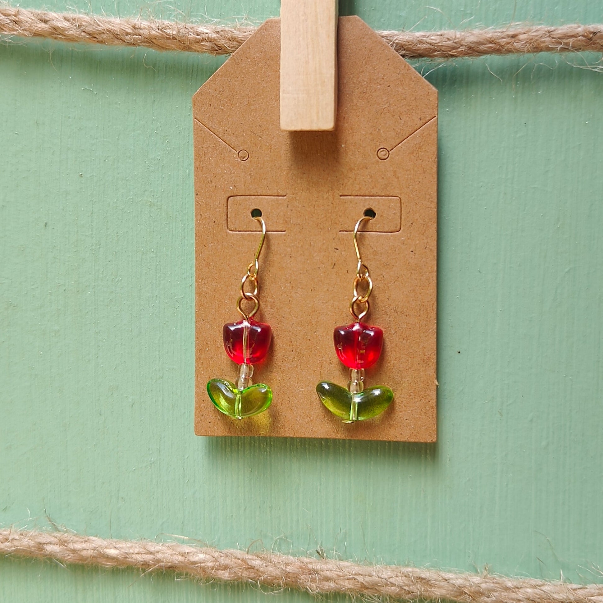 Glass Flower Dangle Earrings