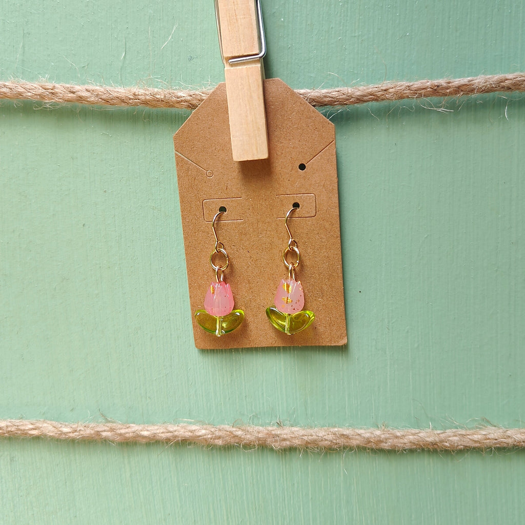 Glass Flower Dangle Earrings
