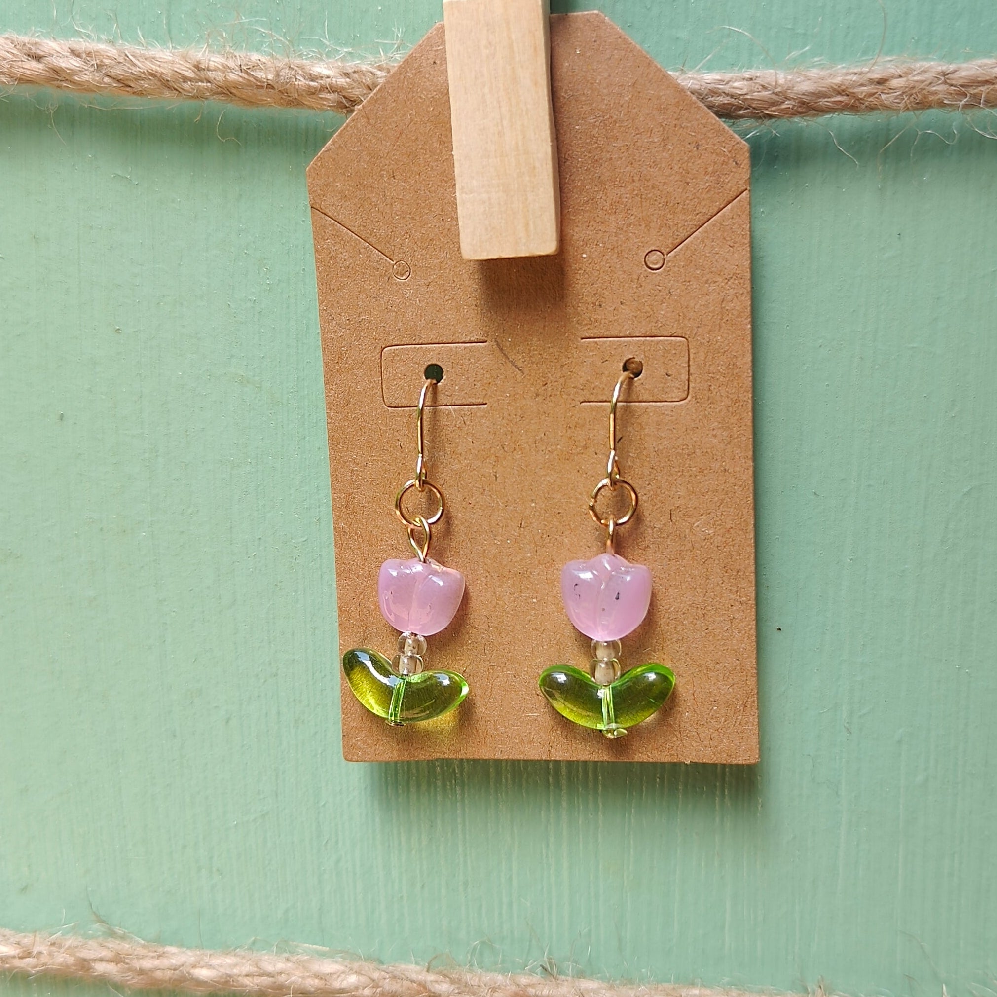 Glass Flower Dangle Earrings