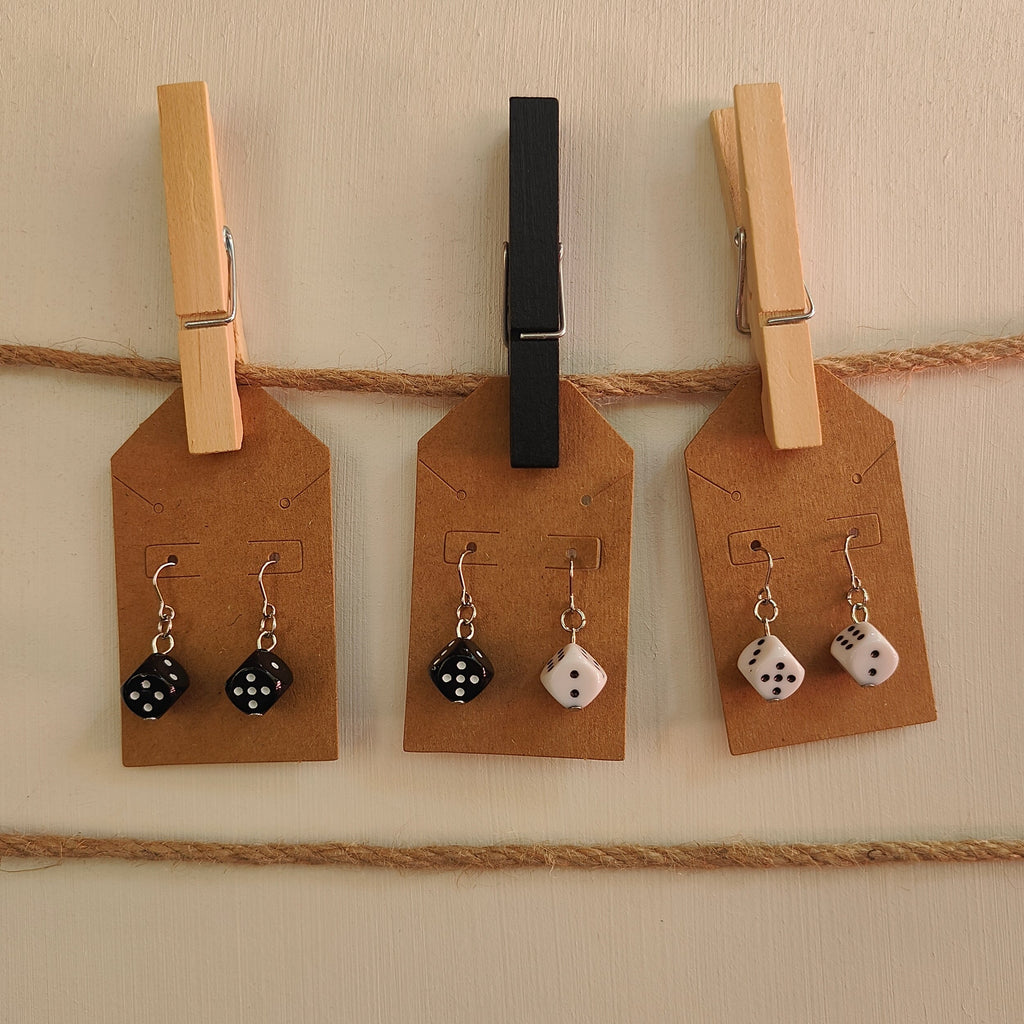 Black and White Dice Earrings