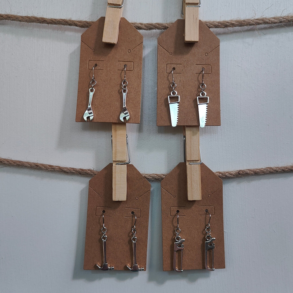 Silver Hardware Tool Dangle Earrings